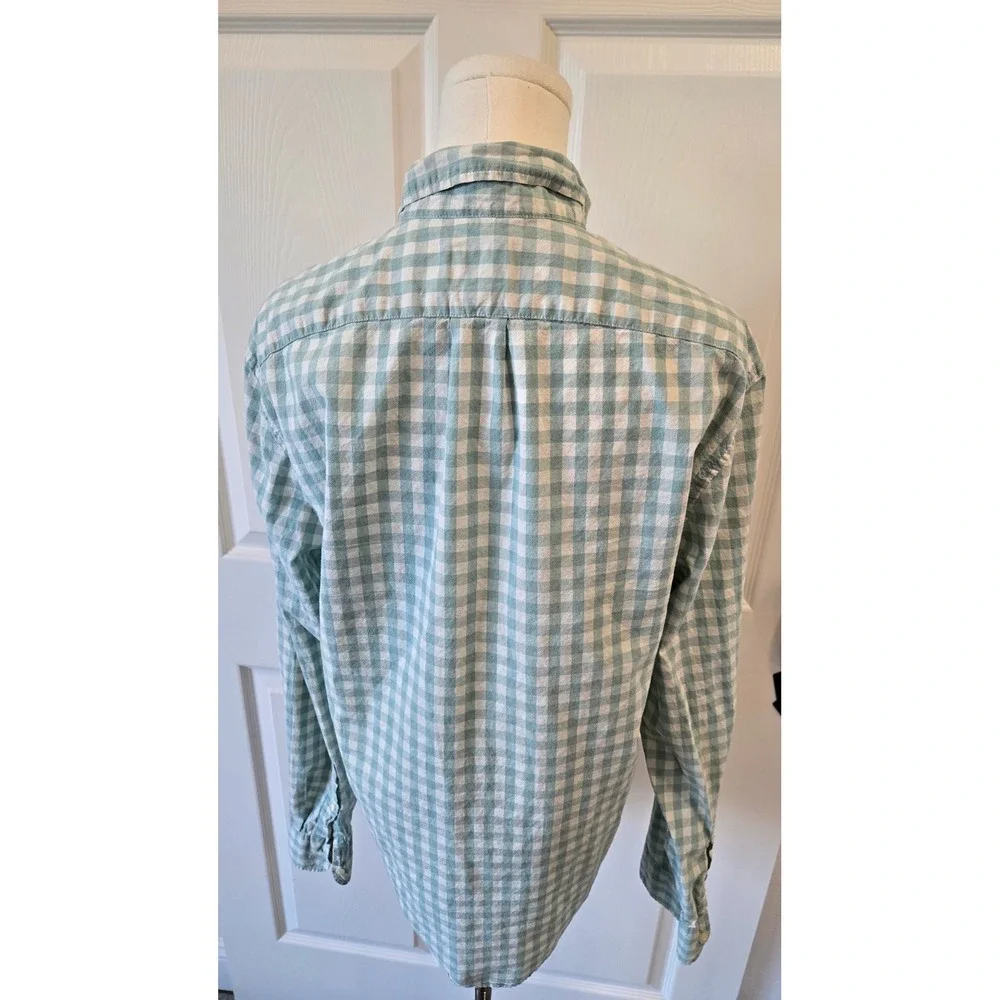 J Crew Secret Wash Shirt 98% Organic Cotton Gingham Button Up Top‎ M
